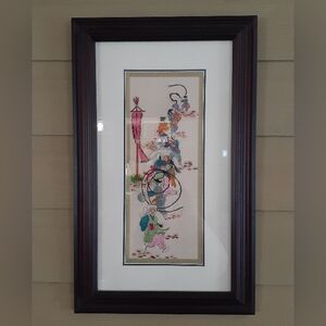 Vintage Chinese Cotton Embroirdery On Silk Framed By Select Art Gallery
